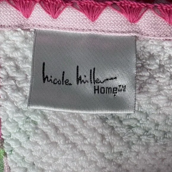 6pc Nicole Miller Pink Strawberry Bath Hand Fingertip Towel Set Textured Summer